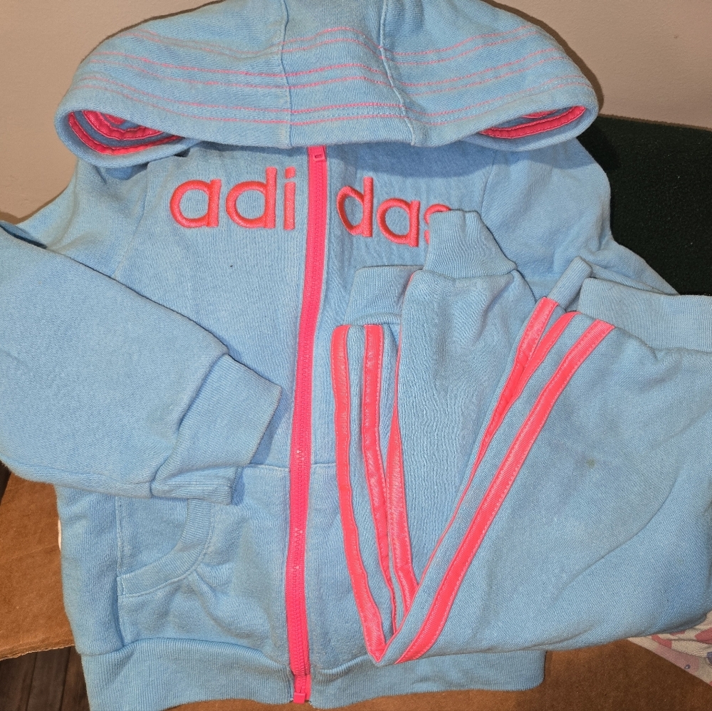 Adidas Blue and Pink Tracksuit